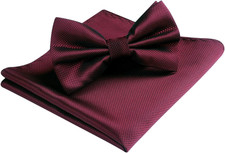 Bow Ties for Men Solid Color Pre-Tie Bow Tie and Pocket Square Set Classic Forma