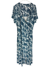 Soft Surroundings Joanna Faux Wrap Maxi Dress Plus 2X Teal Coastal Beach NEW