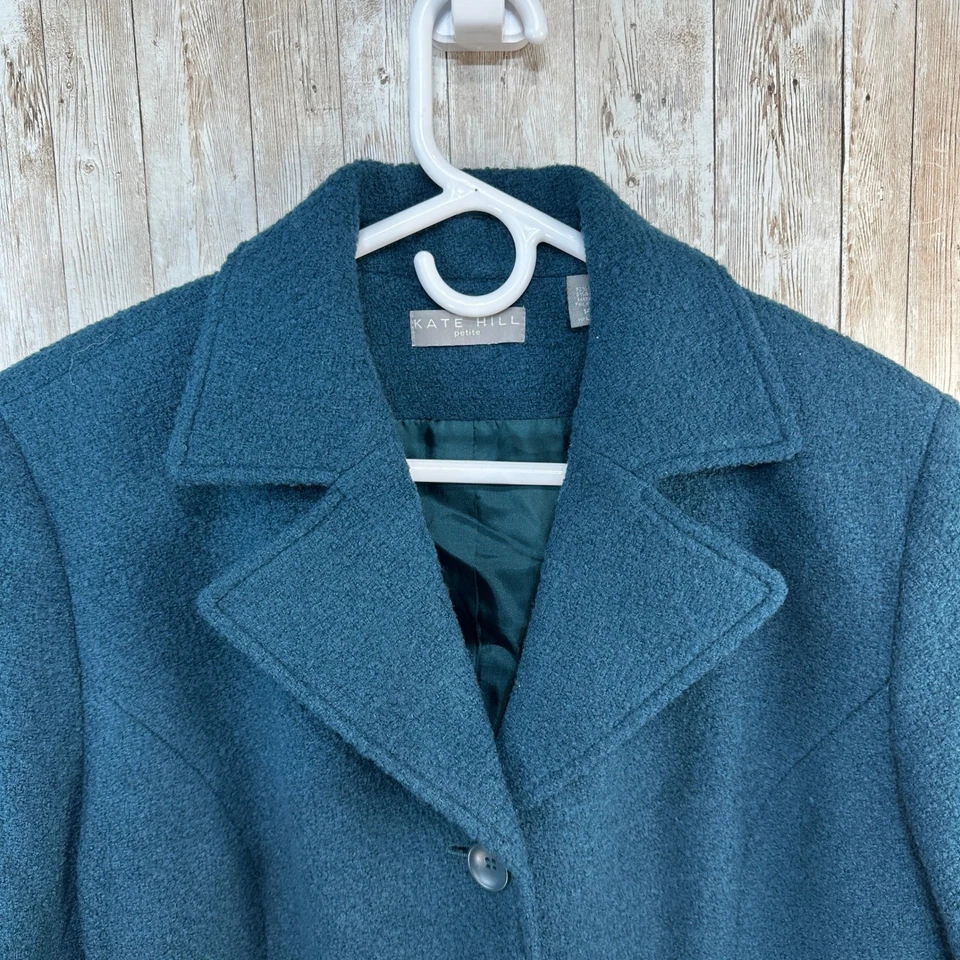 Chaqueta Blazer Kate Hill Petite Azul Teal Mezcla Lana Para Mujer Talla 14P Foto 2 de 4
