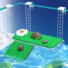 BINANO Turtle Basking Platform with Artificial Grass  Adjustable Ramp Non-Slip