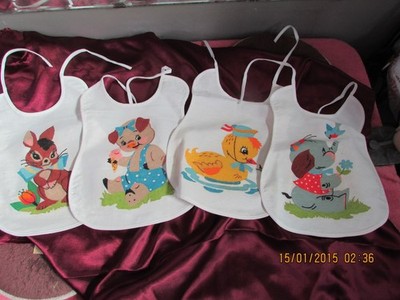 Vintage hand painted Baby bibs set of 4
