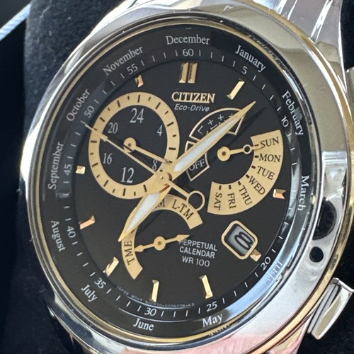 Citizen Perpetual Calendar Mens Eco-Drive Caliber 8700 Two Tone Watch BL8004-53E - Picture 1 of 24