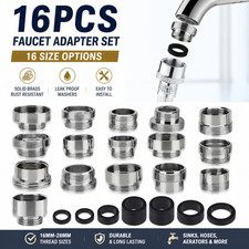 16PCS Faucet Aerator Adapter Set Brass Sink Hose Connector Kit Thread Converter