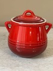 2 Vtg LE CREUSET MINI BEAN POT *LIDDED *CERAMIC *MATCHING *PRE-OWNED *EXCELLENT — photo 2