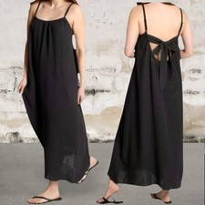 NWT $128 MSRP Sol Angeles Gauzy Maxi Dress Black Size Medium/Large