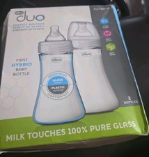 PACK OF 2 Chicco Duo 9oz. Hybrid Baby Bottle: Invinci-Glass Inside/Plastic Out