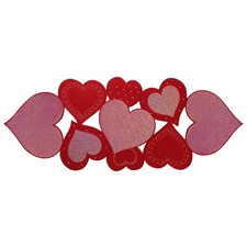 Valentines Day Table Runner, Embroidered Red Heart with Sequins 36 Inch Valentin