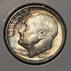 1948 Roosevelt Silver Dime BU Uncirculated Beautiful Rainbow Toning 90% Silver