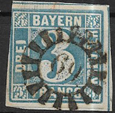 Altdeutschland Bayern MiNr 2 II Type II gestempelt mit MRS 69 Eichst&auml;dt