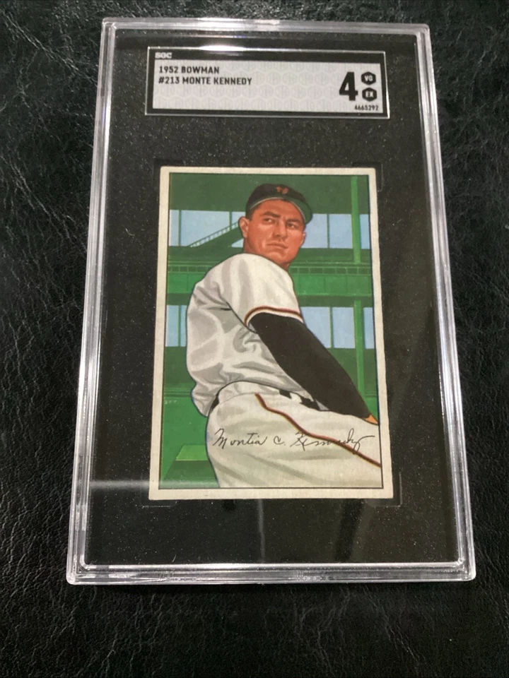 1952 Bowman MONTY KENNEDY #213 N.Y. Giants SGC 4 Low Pop Baseball Card Set Break - Image 4 of 4