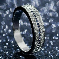 2.79 Ct Round Cut Sapphire Diamond Simulated Eternity Ring 925 Sterling Silver