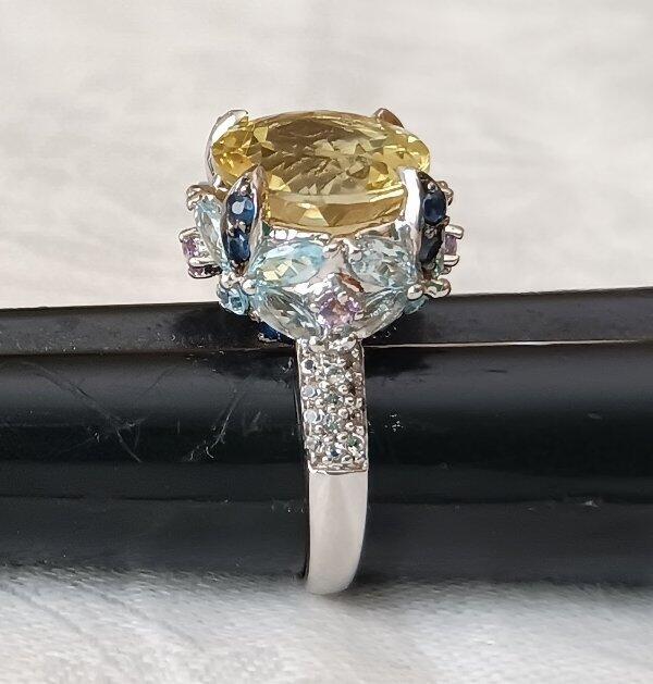 8ct Lemon Quartz Sterling Silver Cocktail Ring Size 6 FP925