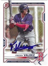 FREDDY VALDEZ SIGNED AUTOGRAPHED 2021 BOWMAN DRAFT BASEBALL CARD BOSTON RED SOX