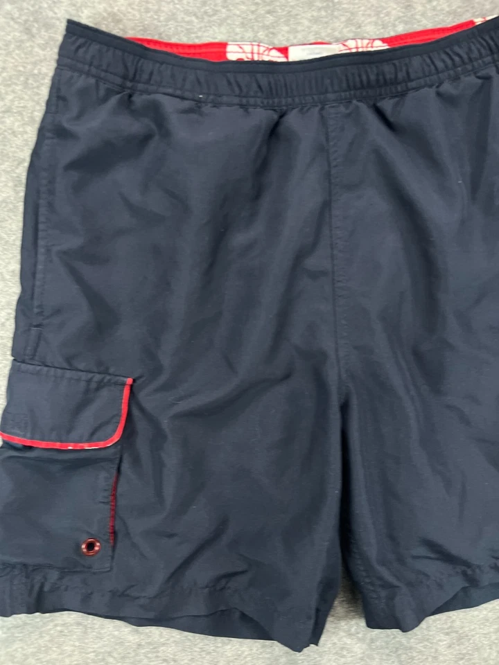 CHAPS 夏威夷游泳裤短裤男式小号蓝色红色水上运动网眼衬里 — 第 3/4 张图片