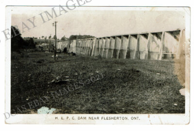 H.E.P.C. Dam Near Flesherton Ontario Postcard. Look!  Grey County R.P.P.C