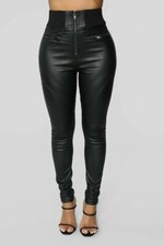 Women's Black Leather Skinny Pant Gothic Leather Pant Zipper Pant