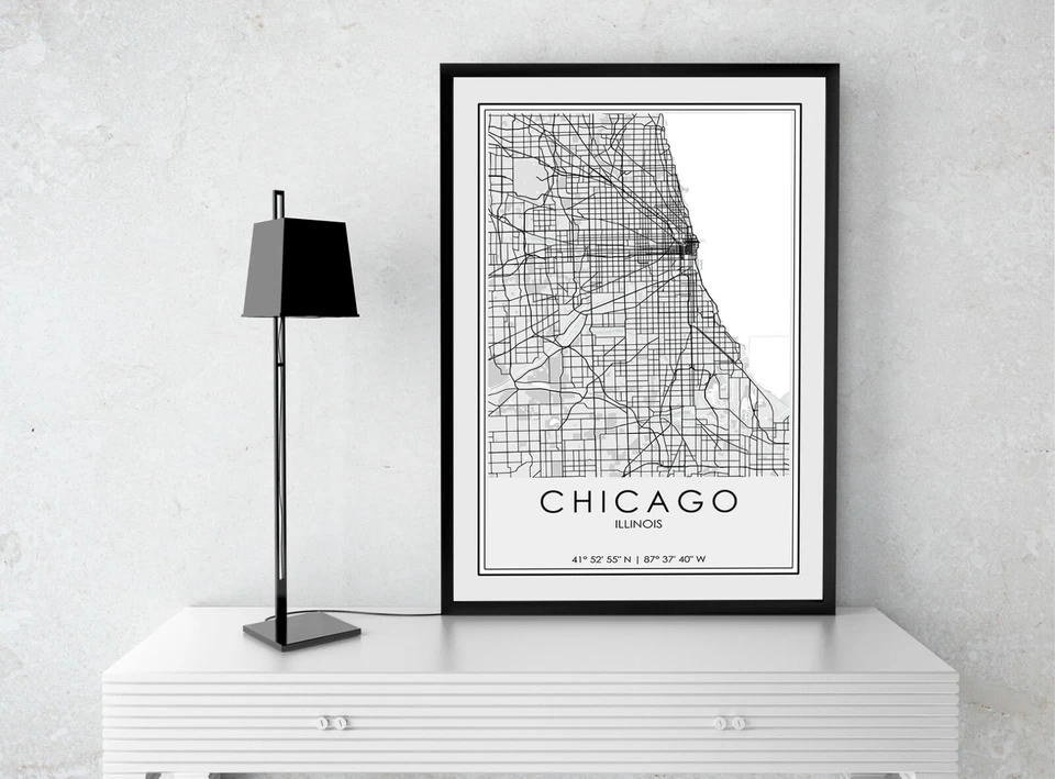 Chicago Map Print Wall Art, Chicago Map Poster | Custom Minimalist City Print - Image 3 of 4