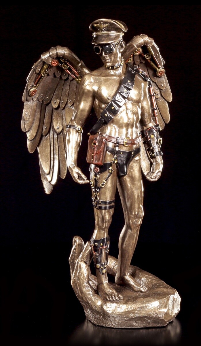 Steampunk Angel Figurine Veronese Male Gothic Fantasy Hand-Painted Resin Statue
