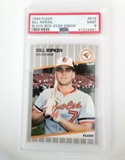 1989 Fleer #616 Bill Ripken Black Box Over Error PSA 9