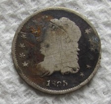 1835 Capped Bust Silver Half Dime Rare Key Date VG / F Corroded Scratched Filler