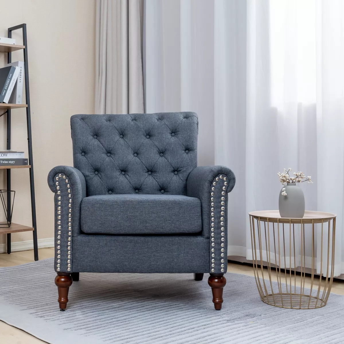 Arm Chair Tufted Club Sofa Gray