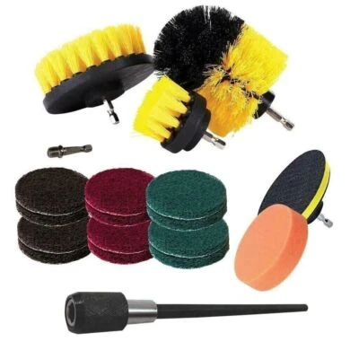 DUNNET TOOLS 13pc Cleaning Brush Set Drill Attachments Multipurpose Non-Scratch Car And Home