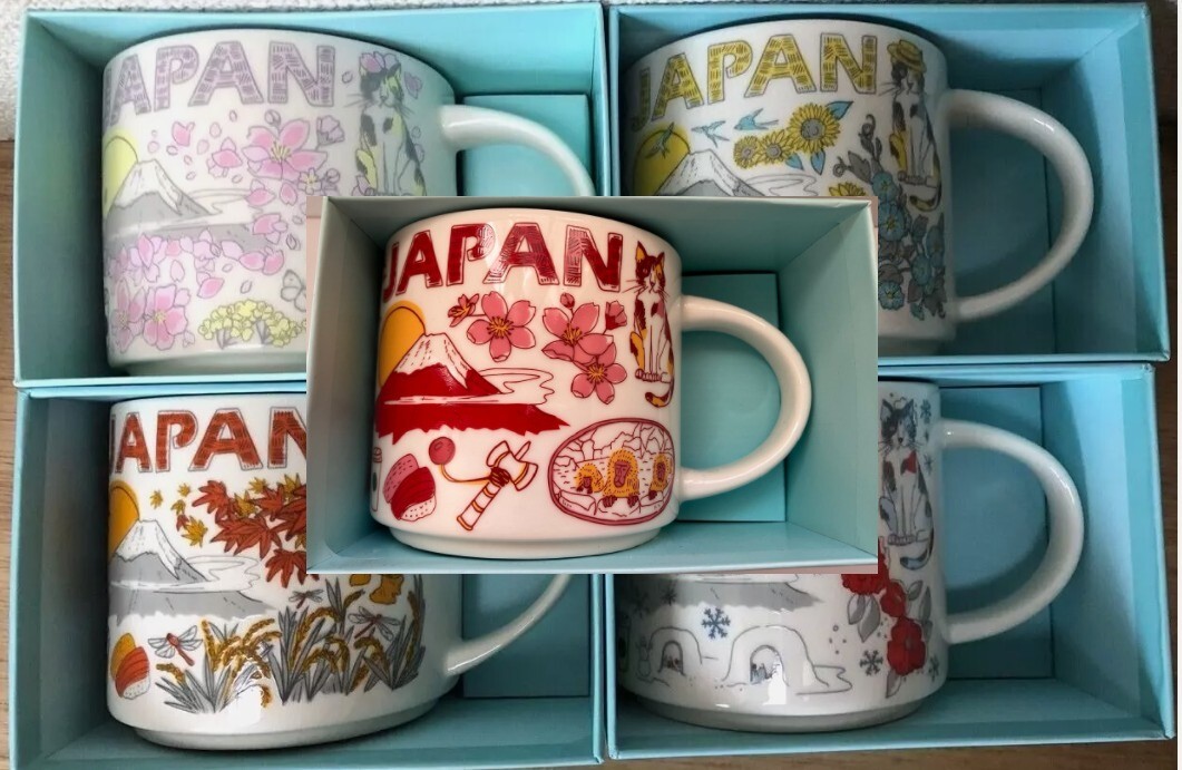 Japan Set 5 Spring Summer Autumn Winter Starbucks Mug 14oz Been