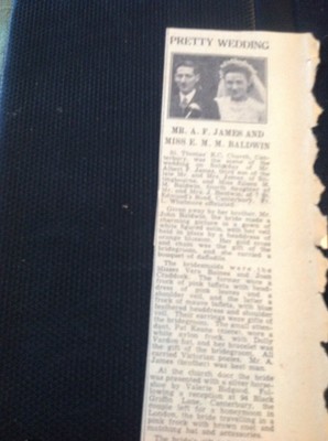 A2-1 Ephemera 1948 Hochzeit Albert James Sittingbourne Eileen Baldwin Canterbury