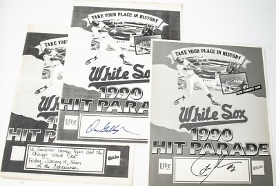 Ozzie Guillen Lance Johnson Signed Autograph 1990 White Sox Comiskey Farewell