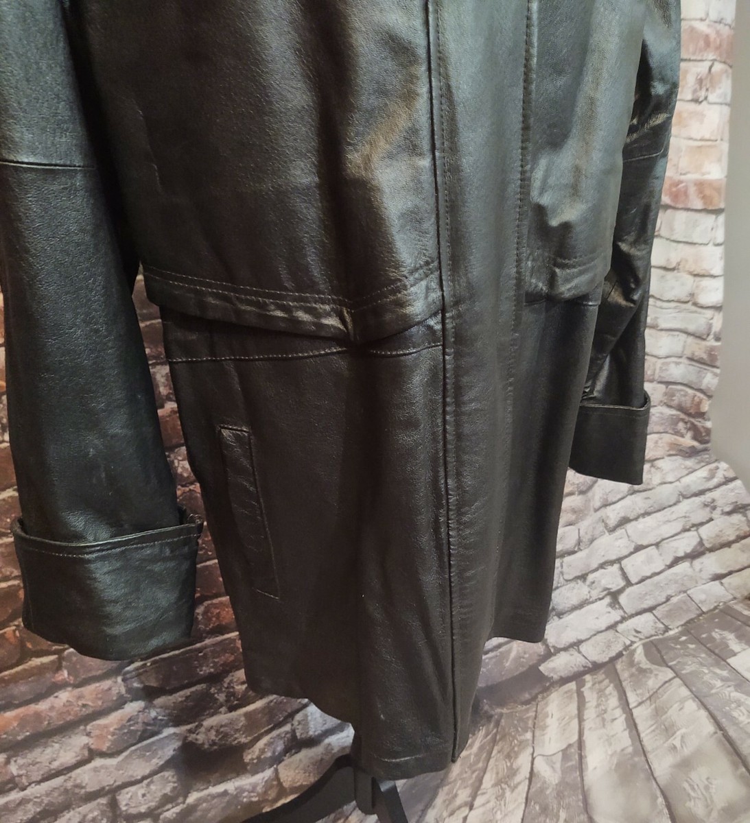 VINTAGE PHASE 2 100% LEATHER DOUBLE LAYER TRENCH COAT JACKET