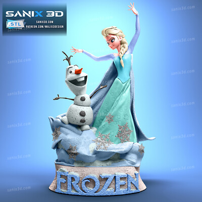 Elsa und Olaf, Frozen, die Eiskönigin, Statue, 3D Druck, Fan Art, SANIX3D