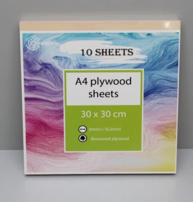 ‎CREATORALLY Creatorally - 10 Stück A4 Sperrholzplatte 3mm , Lindensperrholz 30 x 30 cm