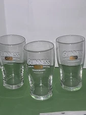 3 ) Guinness Trademark pint Beer Glasses 1759 Gold Logo Dublin Ireland Promo 