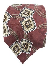 Burberrys of London Necktie 100% Silk Made in USA Red Geometric Abstract Design