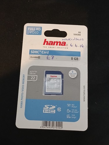 Hama 8GB SD HC Class 10 Memory Card Brand New Unopened VGC - Picture 4 of 4