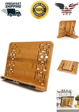 Adjustable Lightweight Bamboo Book Bible Stand Reading Holder Cookbook Stand
