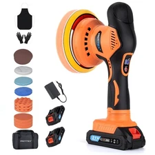 Cordless Car Buffer Polisher w/ 2x2000mAh 21V Batteries, 6 Inch Car buffer Wa...