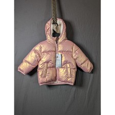 Kids Swiss Tech 12M Puffer Jacket Pink Iridescent Hooded Winter Warm