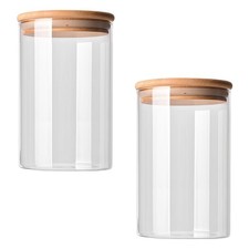 2PCS 10oz 300ml Clear Glass Food Storage Jar with Airtight Lid, BPA-Kitchen...