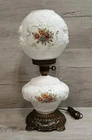 Vintage Gone With The Wind Wild Rose Hurricane Parlor Lamp Milk Glass Tested