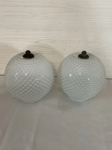 vintage hobnail milk glass lamp shade Globe Height 6.5 Inches