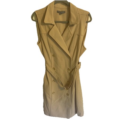 Women s Sz 16 Warm Sand Sharagano NWT Collar Zip Up Shirt Dress Sleeveless