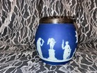 Early 20th C. Wedgwood Blue JASPERWARE 5.25” Biscuit Barrel Jar, NO LID — photo 1