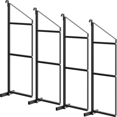 4 Pack Shipping Container Shelving Bracket, 3-Tier  Black Power Coated Steel Bra