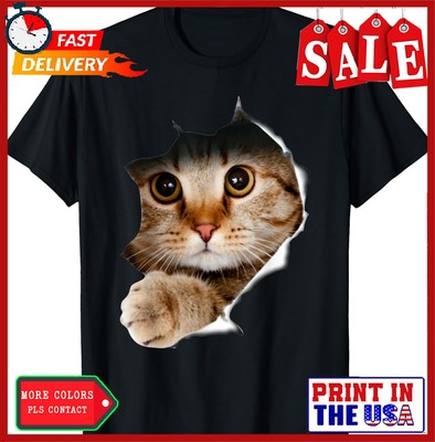 Cat Shirt, Cat Tshirt, Cat Torn Cloth Shirt, Kitten,Kitty T-Shirt