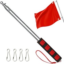 2.5M Teleskop Fahnenstange, Handheld Teleskop Fahnenmast mit 4 Clips Haken, A...