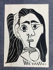 Pablo Picasso (Handmade) Drawing on antique paper Signed and Sealed size 21x29.5