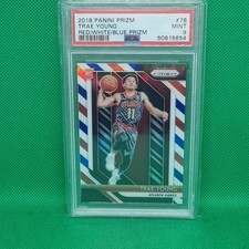 PSA 9 Trae Young 2018-19 NBA Prizm RC Red White Blue Mint #78 Hawks Rookie Card. rookie card picture