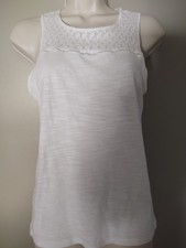 Banana Republic Sleeveless White Lace Front Preppy Tank Top Sz XS Stretchy Beach