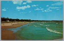 Sturgeon Bay WI Sand Beach Glidden Lodge Lake Michigan c1963 Postcard
